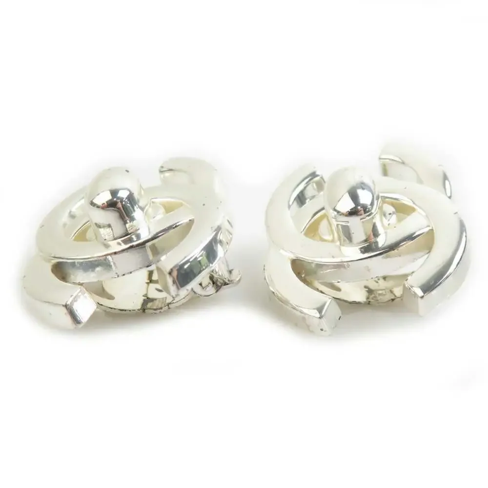Chanel Cc Logo Clip-On Earrings Silver- #209563C73B - Picture 3 of 5